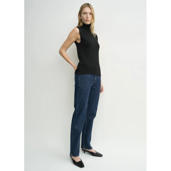 Toteme Sleeveless fine turtleneck in Black Knit, view 3