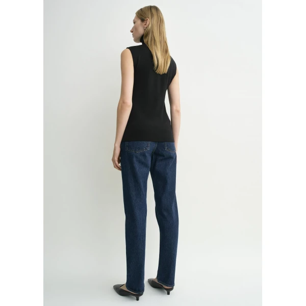 Toteme Sleeveless fine turtleneck in Black Knit, view 4