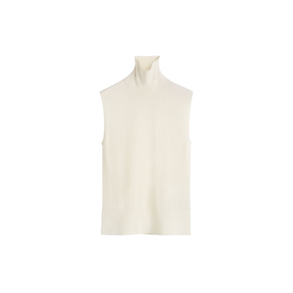 Totême Sleeveless fine turtleneck in Ecru - Knitwear - Scandinavian Minimalist Luxury at Luxury Shoes 