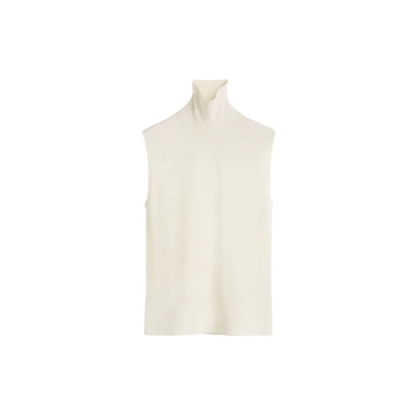 Toteme Sleeveless fine turtleneck in Ecru Knit