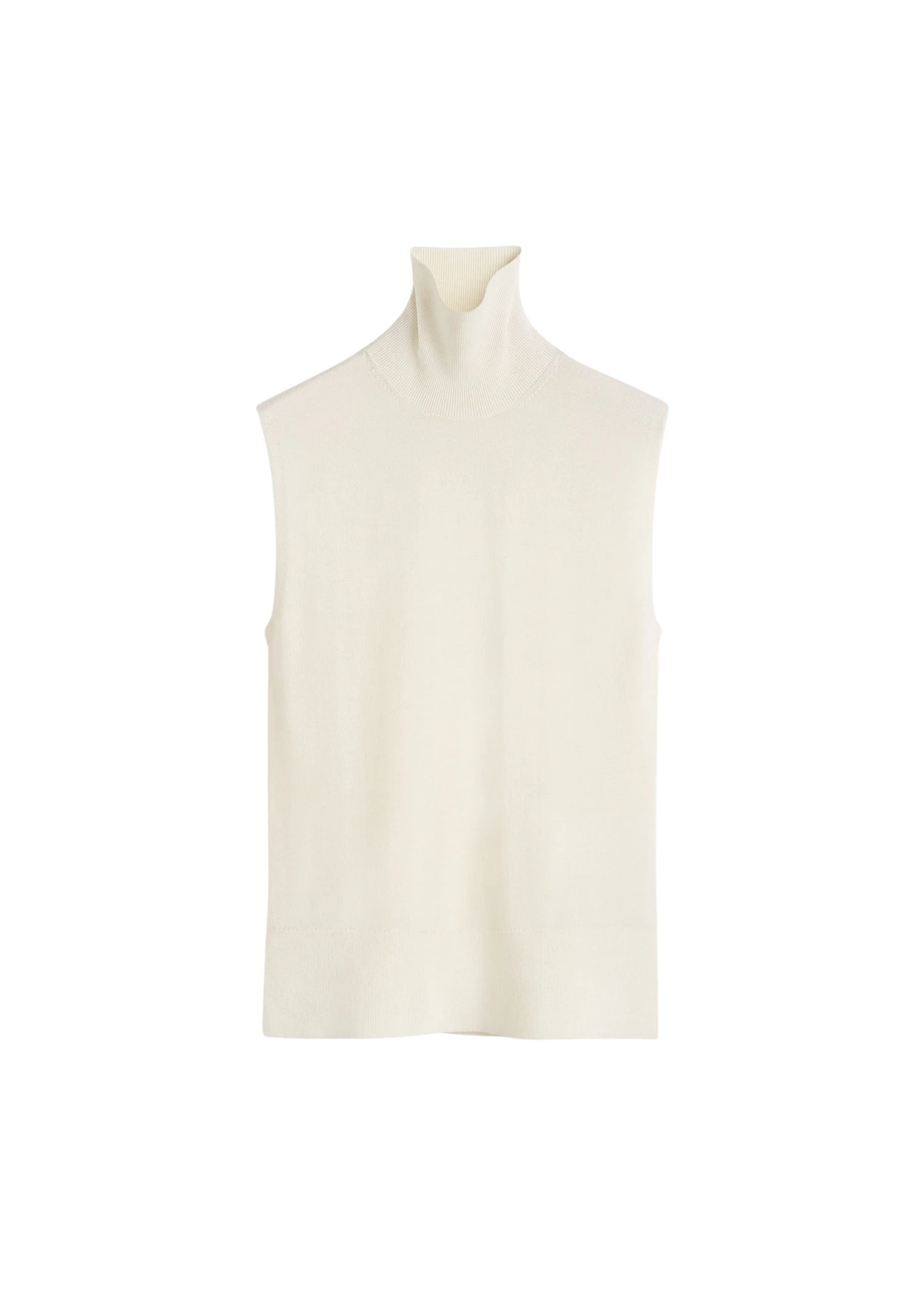 Toteme Sleeveless fine turtleneck in Ecru Knit