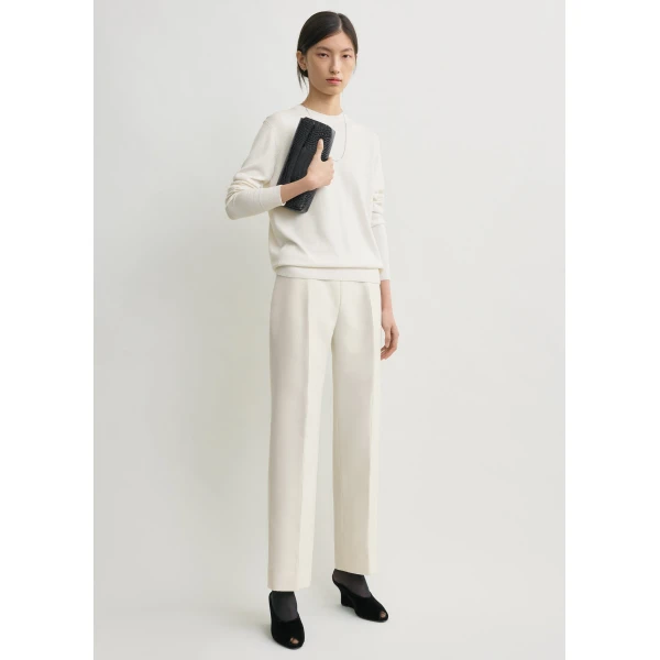 Toteme Slim evening trousers in Ecru, view 2