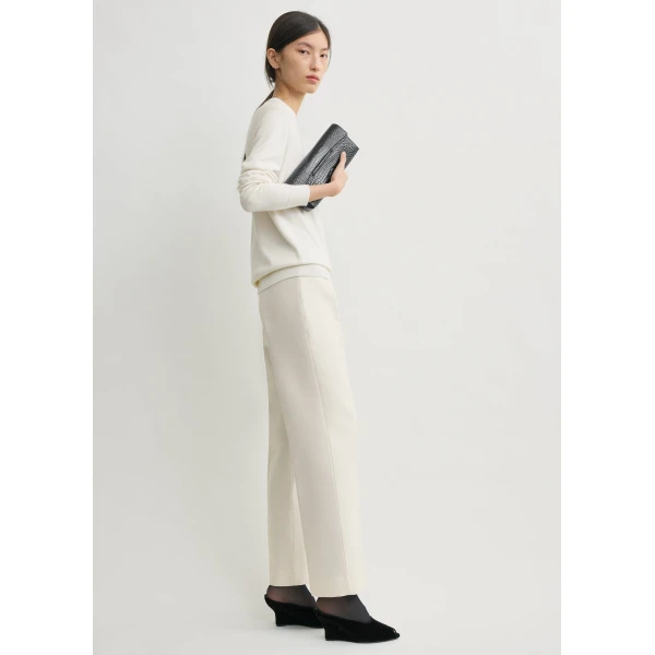 Toteme Slim evening trousers in Ecru, view 3