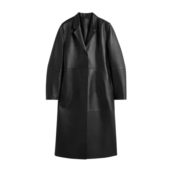 Toteme Slim leather coat in Black