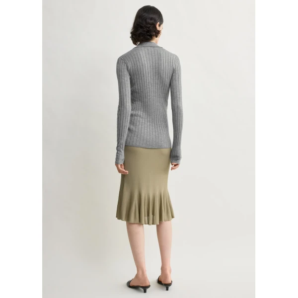Toteme Slim ribbed shirt in Grey melange, view 4