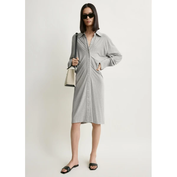 Toteme Slouch jersey shirtdress pale grey mélange in Pale grey melange Dress, view 2