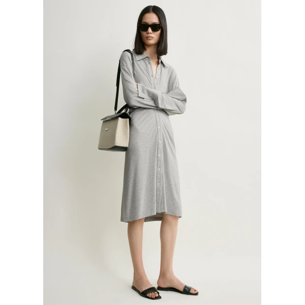 Toteme Slouch jersey shirtdress pale grey mélange in Pale grey melange Dress, view 3