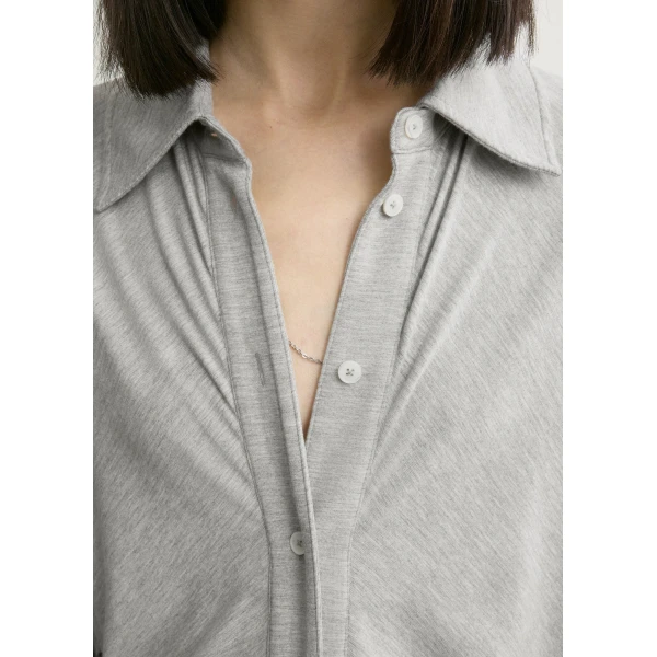 Toteme Slouch jersey shirtdress pale grey mélange in Pale grey melange Dress, view 5