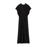 Toteme Slouch waist crinkled dress in Black