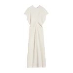 Toteme Slouch waist crinkled dress in Cream