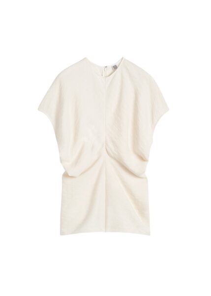 Totême Slouch waist crinkled top in Cream - Tops - Scandinavian Minimalist Luxury at Luxury Shoes 