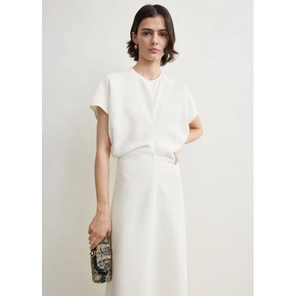 Toteme Slouch waist dress in Off-white, view 5