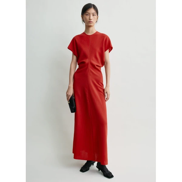 Toteme Slouch waist wool dress in Poppy, view 2