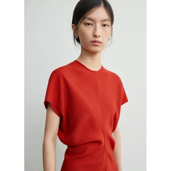 Toteme Slouch waist wool dress in Poppy, view 5