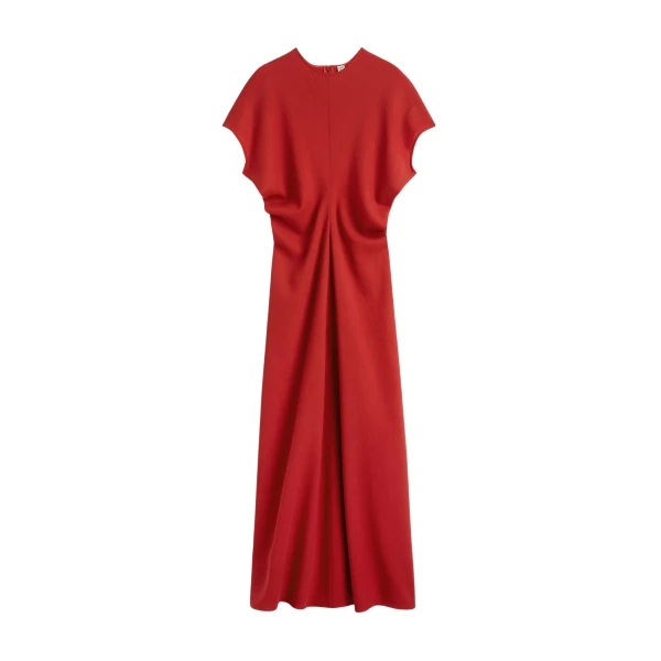 Toteme Slouch waist wool dress in Poppy