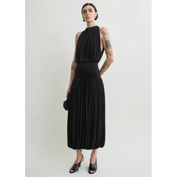 Toteme Soft gathered dress in Black, view 2