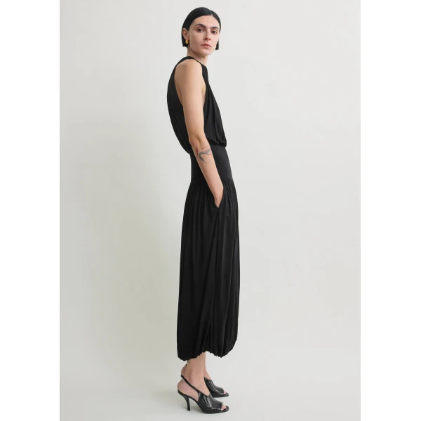 Toteme Soft gathered dress in Black, view 3