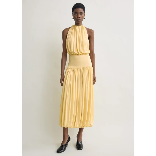 Toteme Soft gathered dress in Champagne, view 2