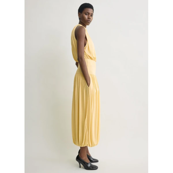 Toteme Soft gathered dress in Champagne, view 3