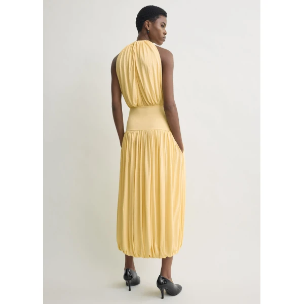 Toteme Soft gathered dress in Champagne, view 4