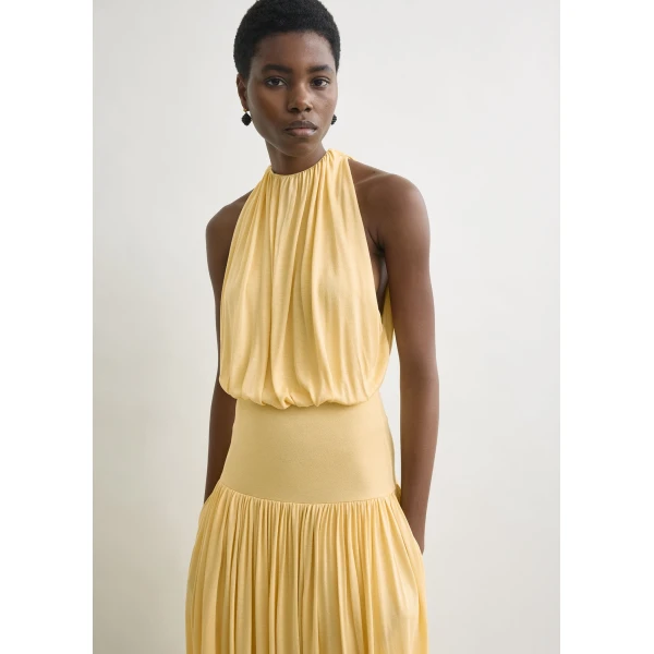Toteme Soft gathered dress in Champagne, view 5