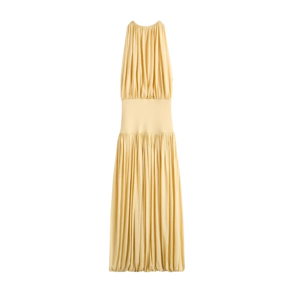 Toteme Soft gathered dress in Champagne