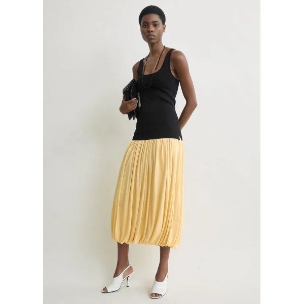 Toteme Soft gathered skirt in Champagne, view 2