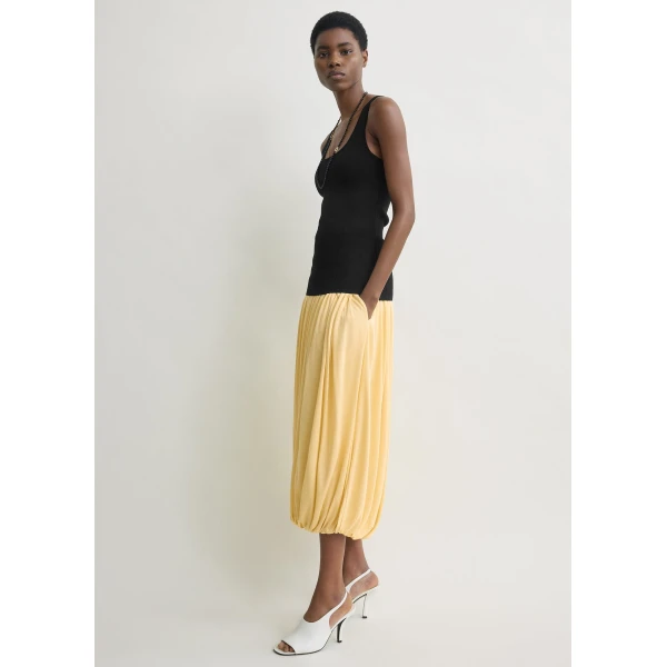 Toteme Soft gathered skirt in Champagne, view 3