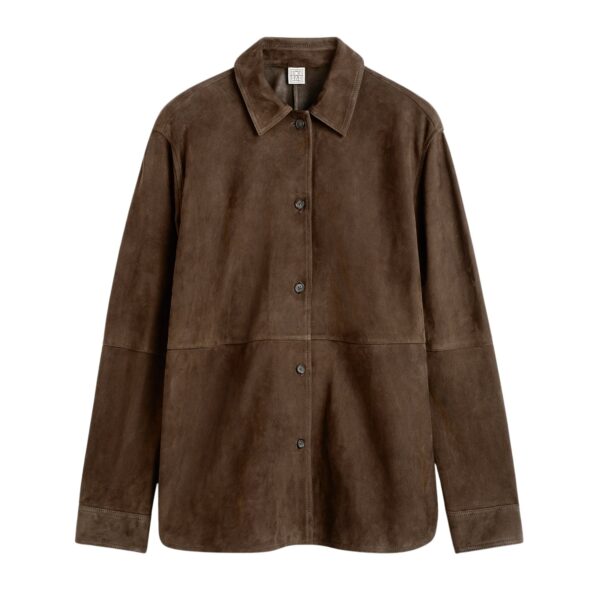 Toteme Soft suede overshirt in Bark Top