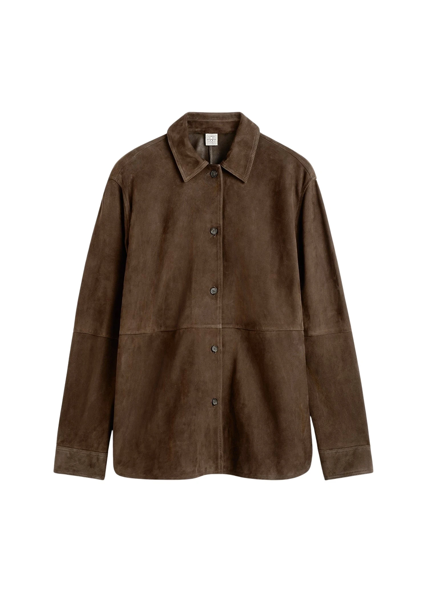 Toteme Soft suede overshirt in Bark Top