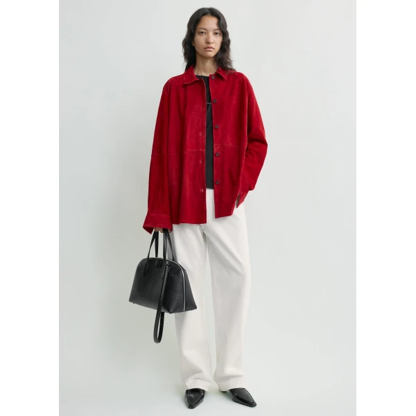 Toteme Soft suede overshirt in Poppy Top, view 2