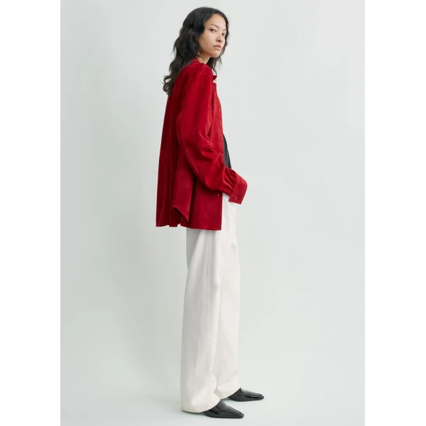 Toteme Soft suede overshirt in Poppy Top, view 3