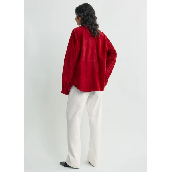 Toteme Soft suede overshirt in Poppy Top, view 4
