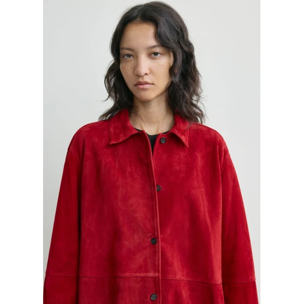 Toteme Soft suede overshirt in Poppy Top, view 5