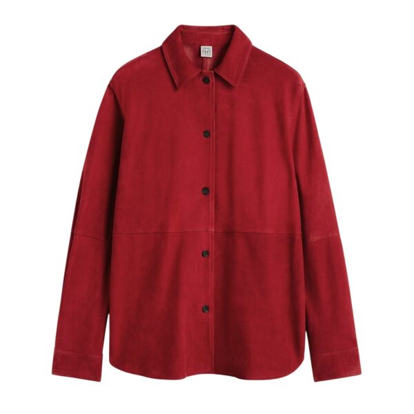 Toteme Soft suede overshirt in Poppy Top