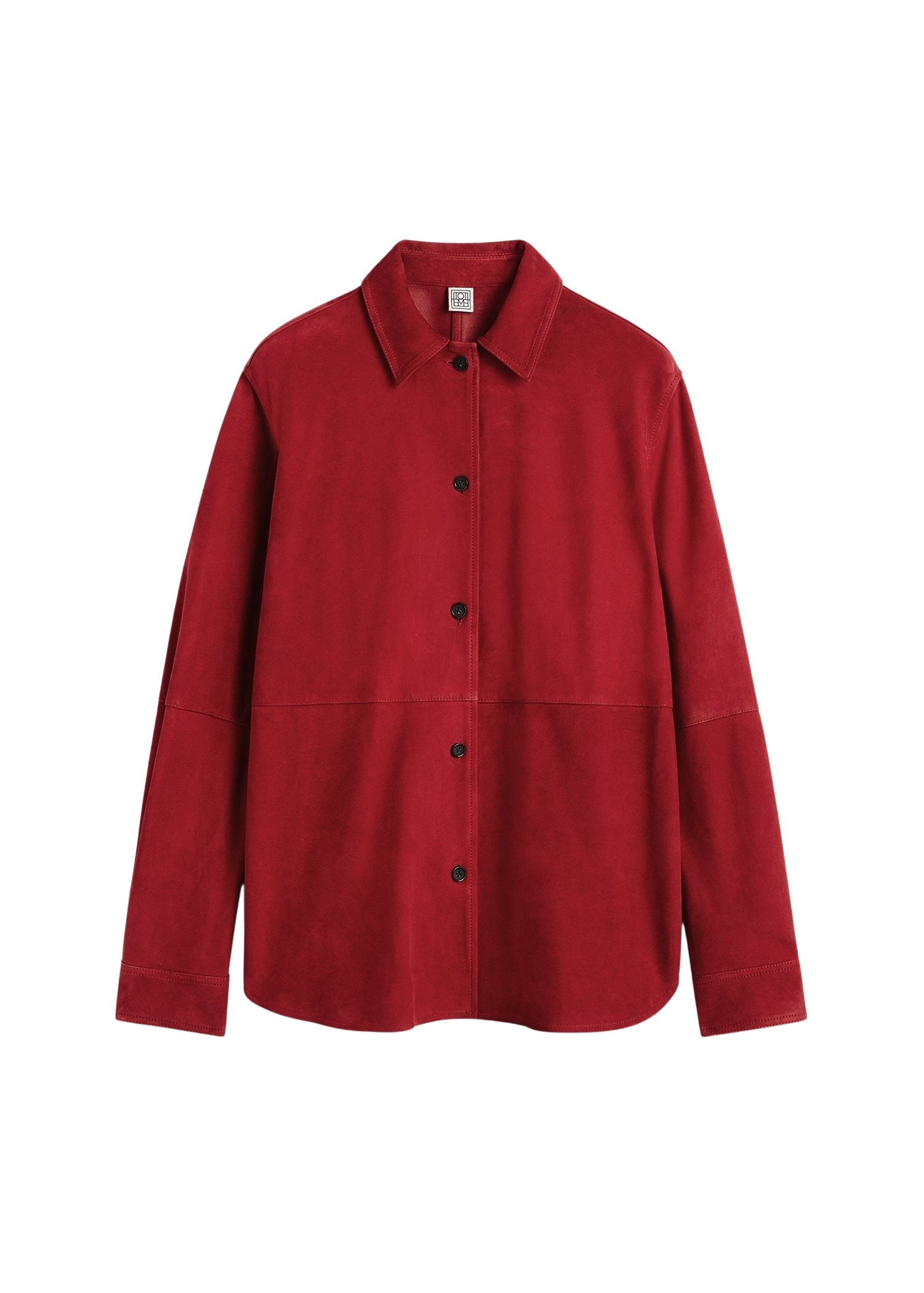 Totême Soft suede overshirt in Poppy - Tops - Scandinavian Minimalist Luxury at Luxury Shoes 