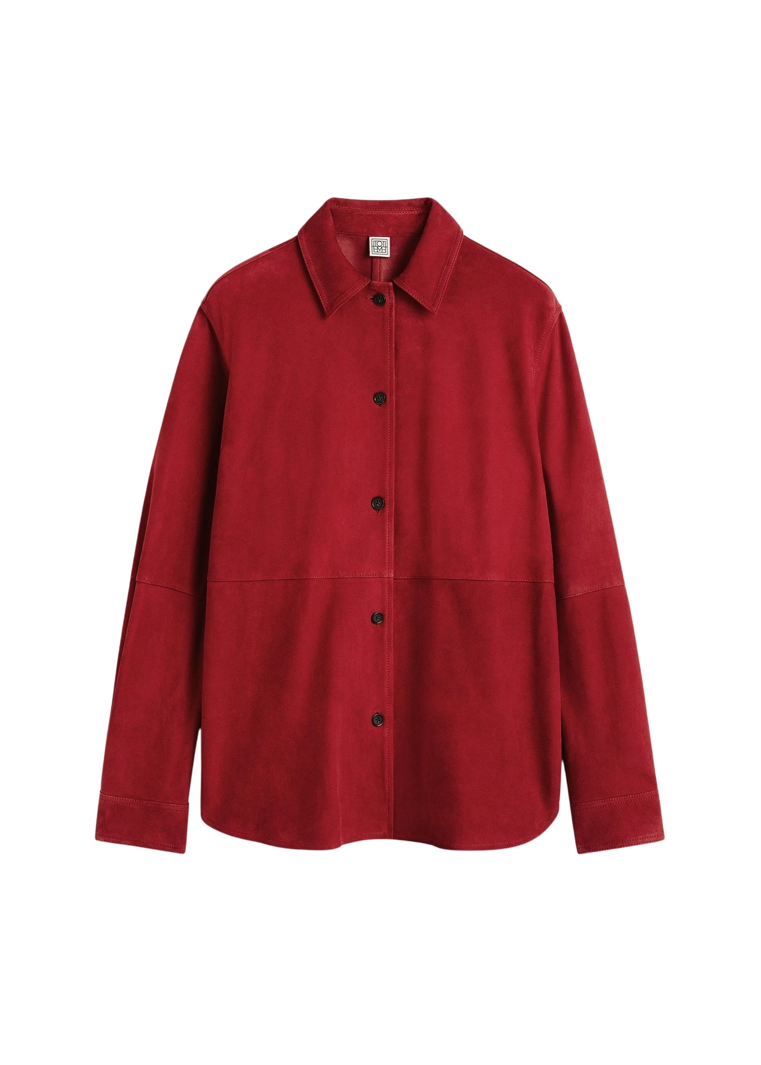 Toteme Soft suede overshirt in Poppy Top