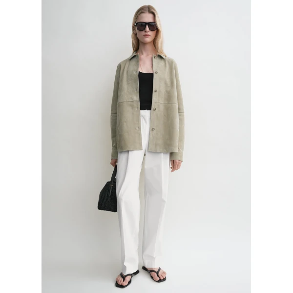 Toteme Soft suede shirt in Desert, view 2