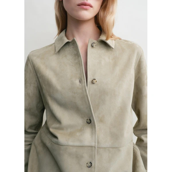 Toteme Soft suede shirt in Desert, view 5