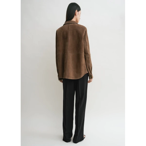 Toteme Soft suede shirt in Tobacco, view 4