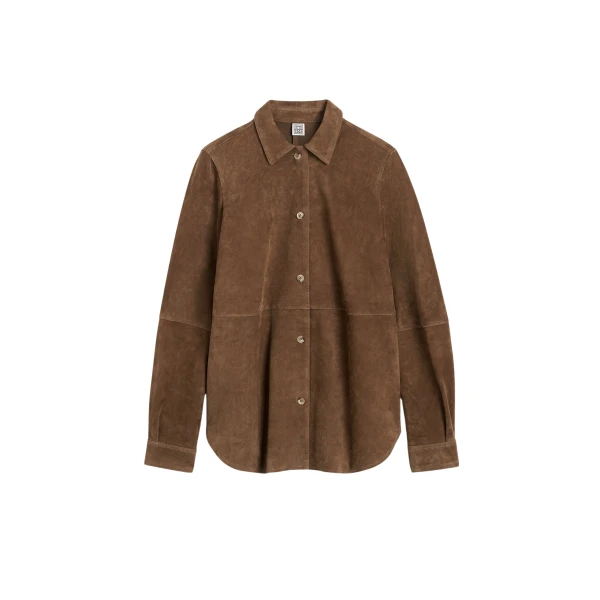 Toteme Soft suede shirt in Tobacco