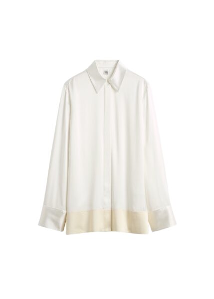 Totême Soft tuxedo shirt in White - Tops - Scandinavian Minimalist Luxury at Luxury Shoes 