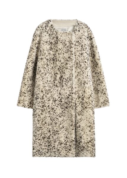 Totême Stracciatella shearling coat black/white in Black-white - Coats - Scandinavian Minimalist Luxury at Luxury Shoes 
