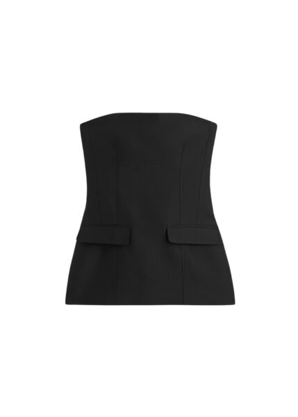 Totême Strapless crepe pocket top in Black - Tops - Scandinavian Minimalist Luxury at Luxury Shoes 