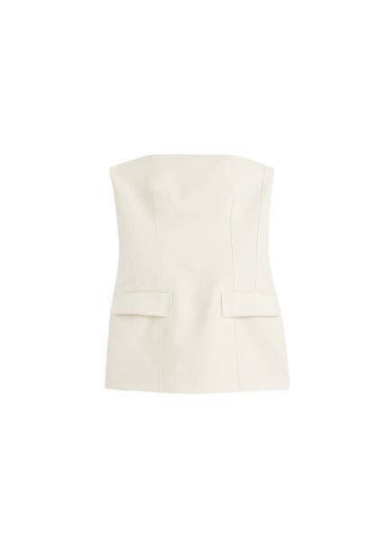 Totême Strapless crepe pocket top in Ecru - Tops - Scandinavian Minimalist Luxury at Luxury Shoes 