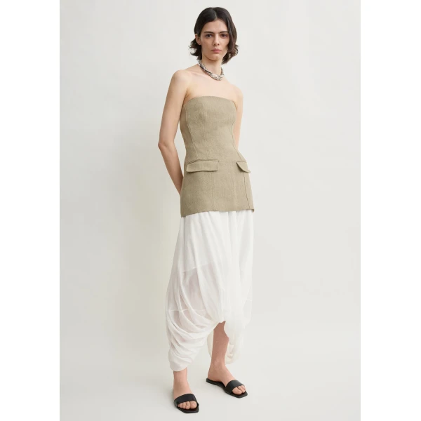Toteme Strapless linen pocket top in Beige, view 2