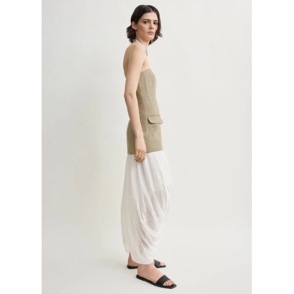Toteme Strapless linen pocket top in Beige, view 3