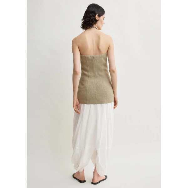 Toteme Strapless linen pocket top in Beige, view 4