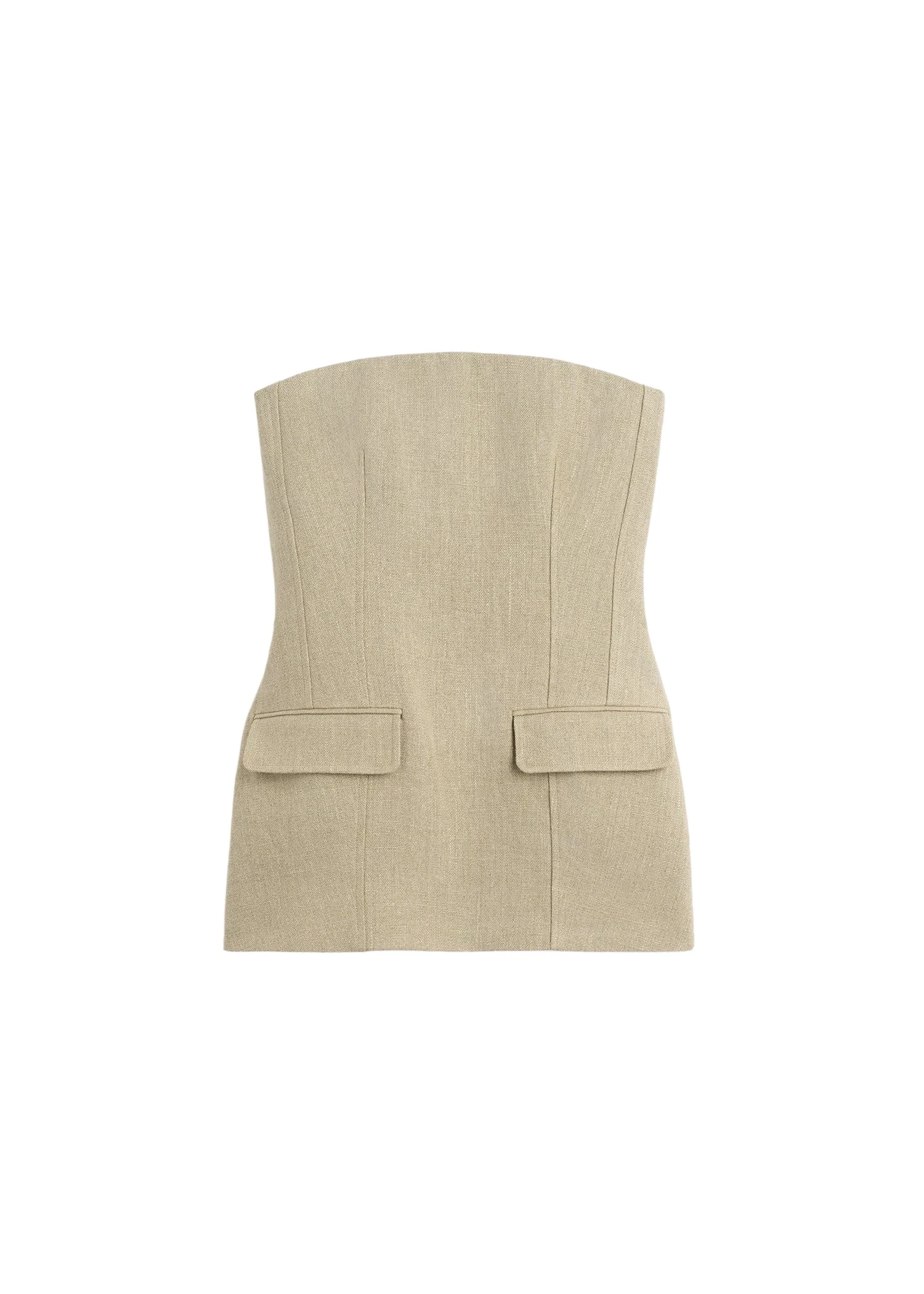 Toteme-Strapless-linen-pocket-top-in-Beige87369_nobg Toteme Strapless linen pocket top in Beige