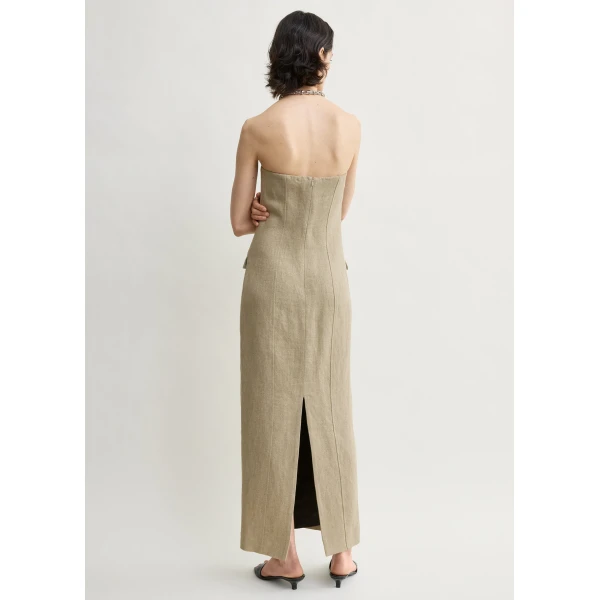 Toteme Strapless pocket dress in Beige, view 4